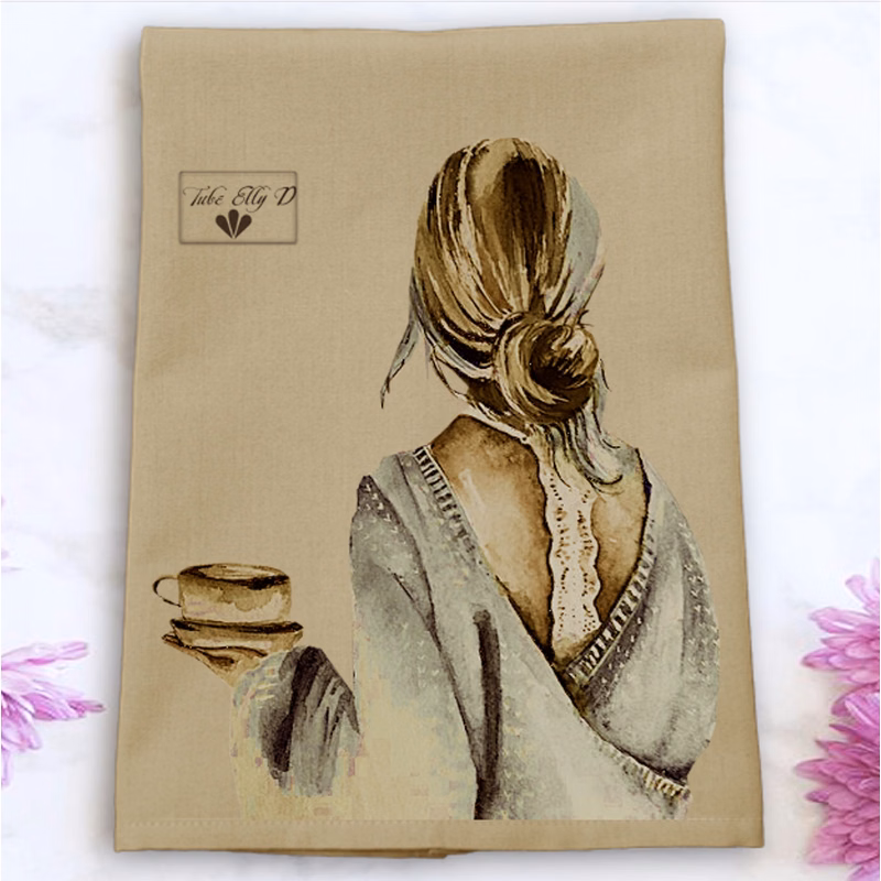 Wheat Solid Plain Weave Kitchen Towel with Custom Print