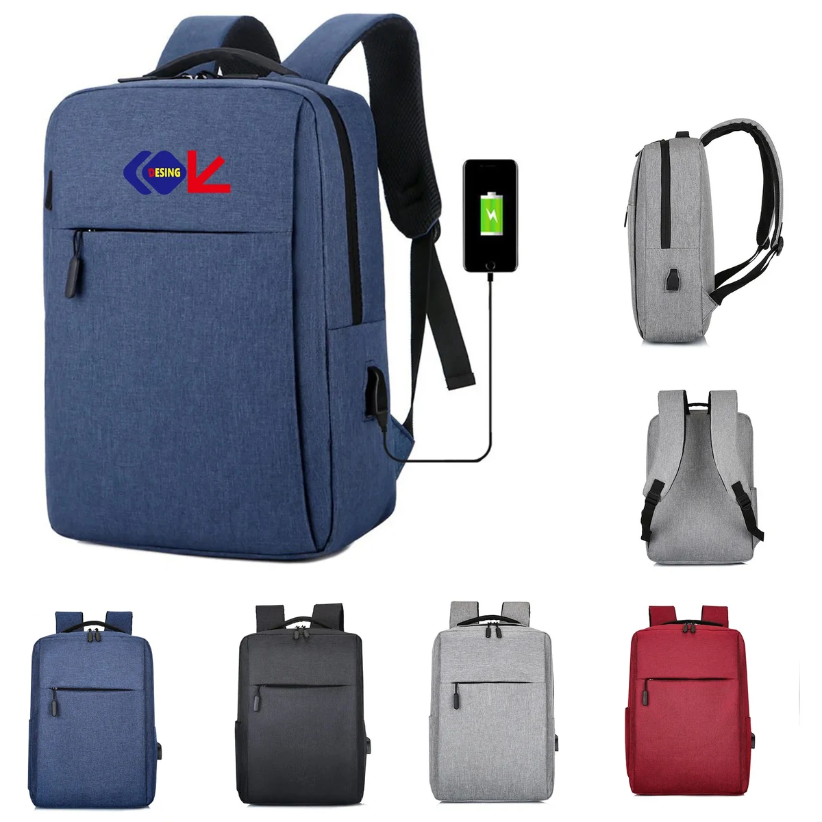 USB Charging Port Business Travel Laptop Backpack 1