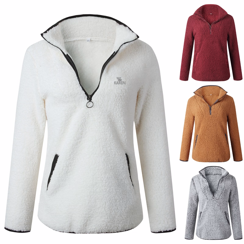Winter Women's Fuzzy Long Sleeve Zipper Jacket