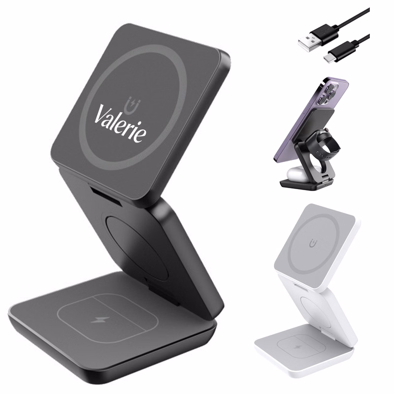 3-in-1 Folding Magnetic Phone Holder Wireless Charger
