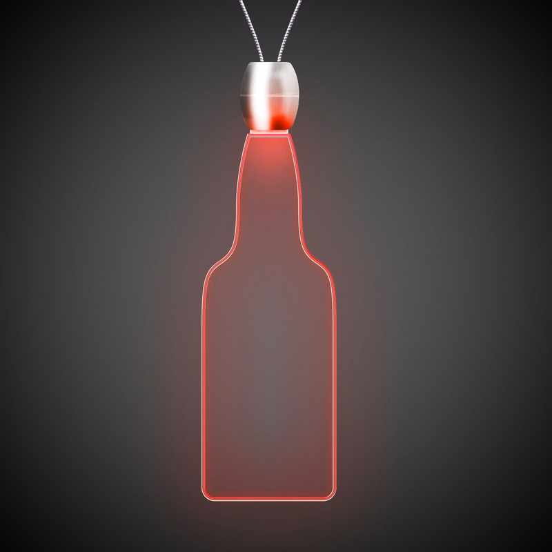 Bottle Red Light-Up Acrylic Pendant Necklace