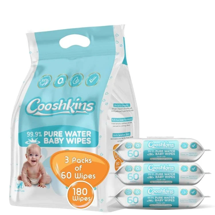 Baby Wipes - Un-Scented De-Chlorinated Water 60 Count 3 Pack Bundle 1