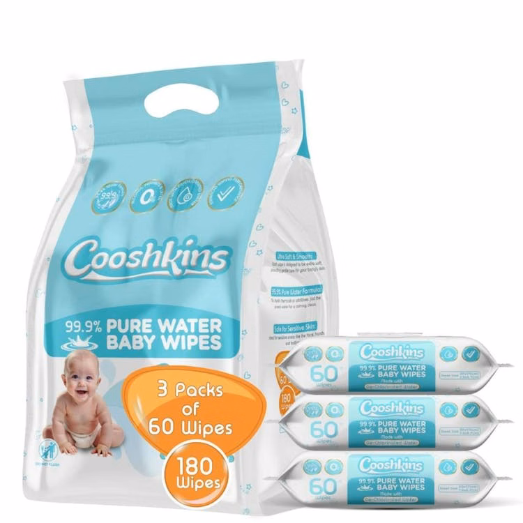 Baby Wipes - Un-Scented De-Chlorinated Water 60 Count 3 Pack Bundle