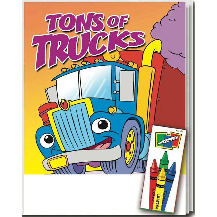 Trucks Coloring & Activity Book Sets - 4 Pack Crayons Ages 3-11 1