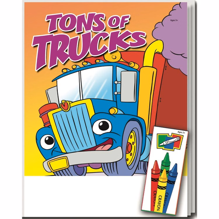 Trucks Coloring & Activity Book Sets - 4 Pack Crayons Ages 3-11