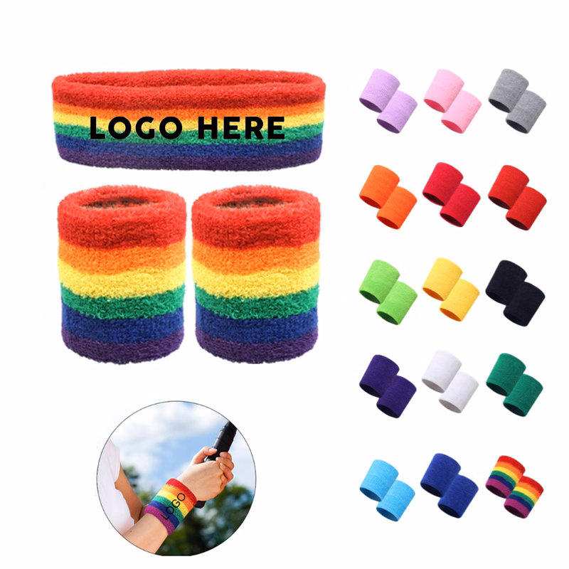 Cotton Rainbow Gay Pride Sweat Headbands and Wristbands