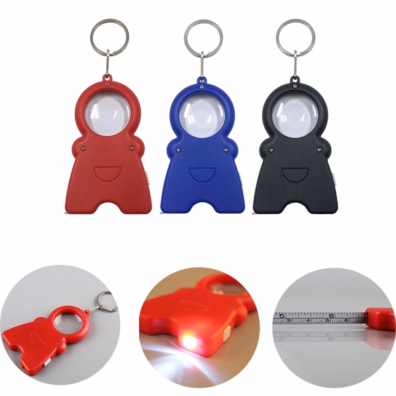 3-in-1 Tape Measure Flashlight Magnifier Keychain