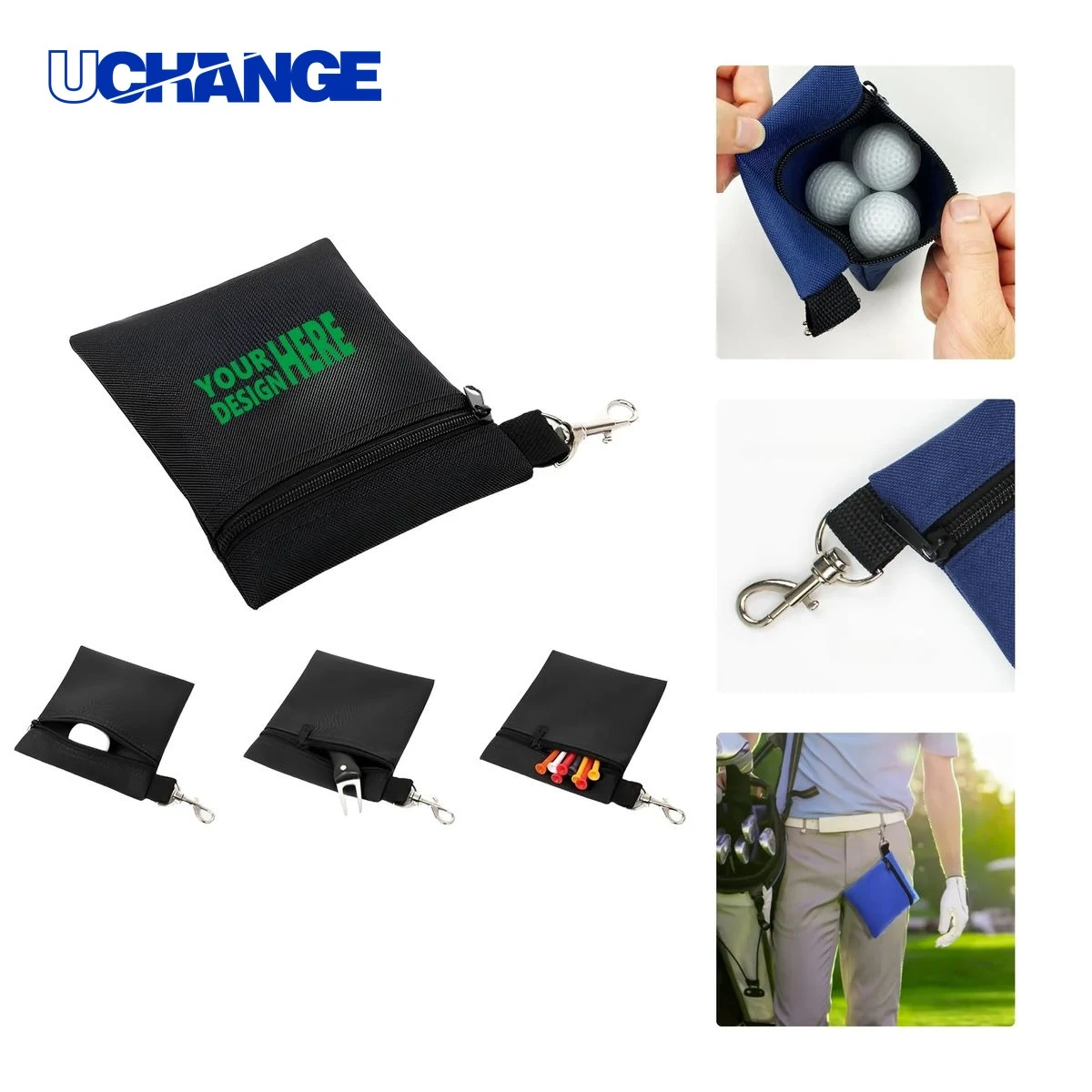 Portable Golf Nylon Ball Bag with Waist Clip 1