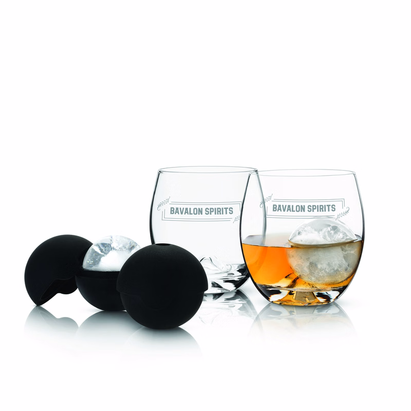 Viski® Glacier Rocks® 4-Piece Ice Ball Mold and Tumbler Set