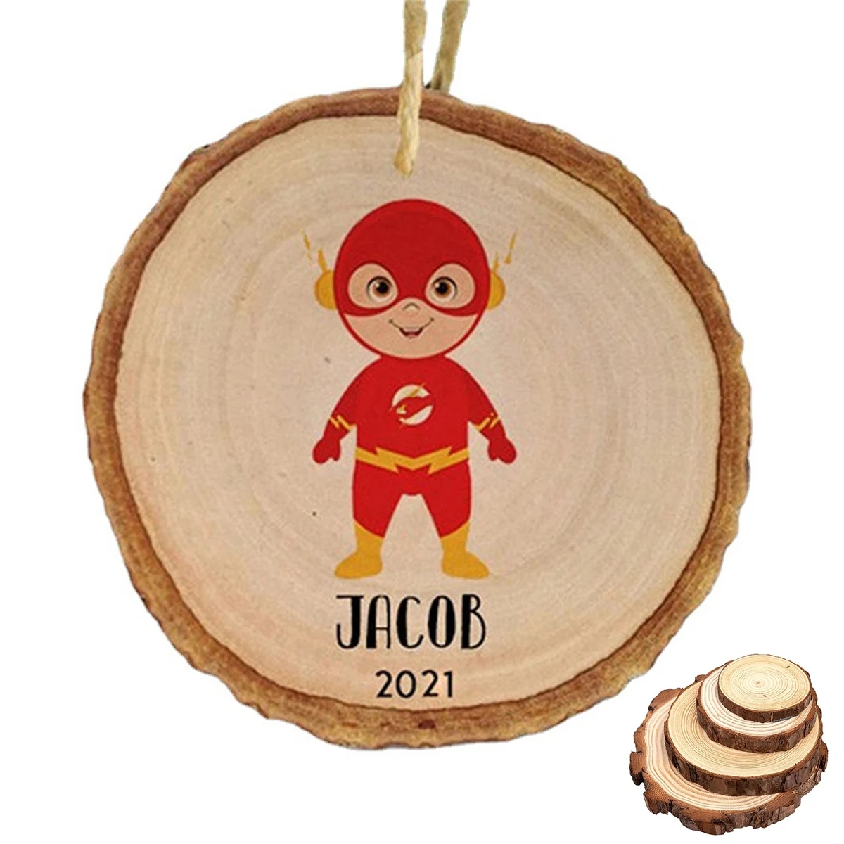 4" Ultra Vivid Wood Sliced Ornament 1