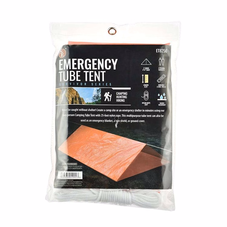 Emergency Orange Tube Tent - 8.25" x 6'