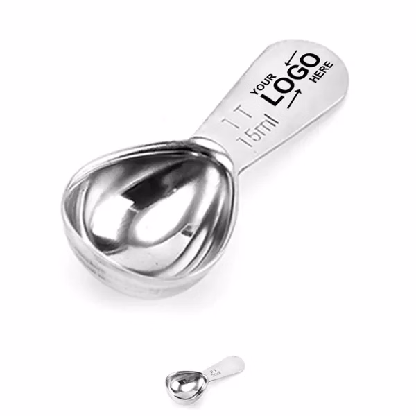 Custom Stainless Steel Coffee Scoop with Engraved Scale — Kitchen Promo Item