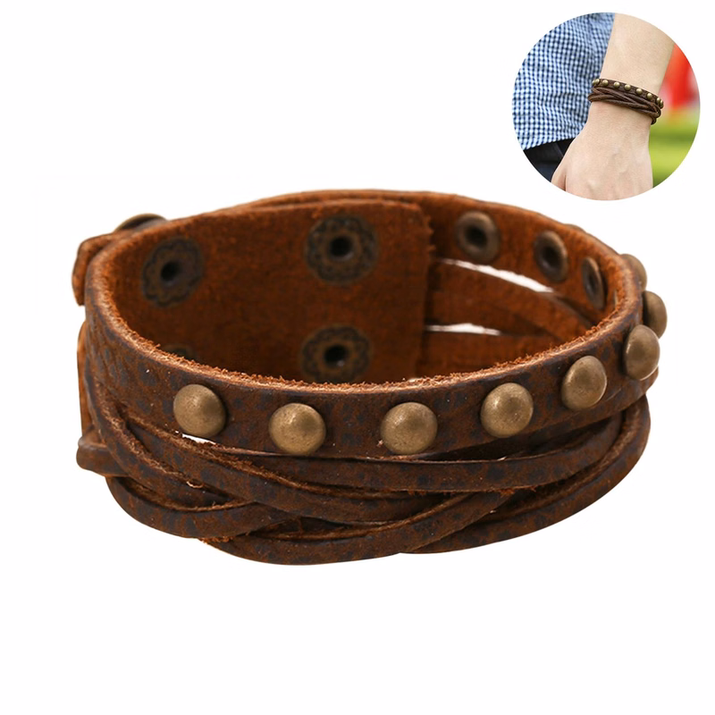 PU Vintage pebbled weave bracelet