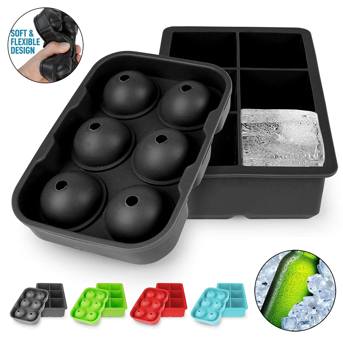 Square and Round Silicone Ice Cube Molds 1