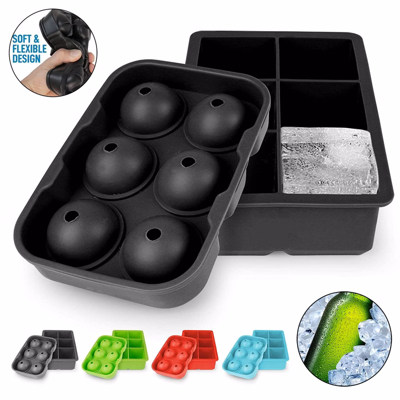 Square and Round Silicone Ice Cube Molds