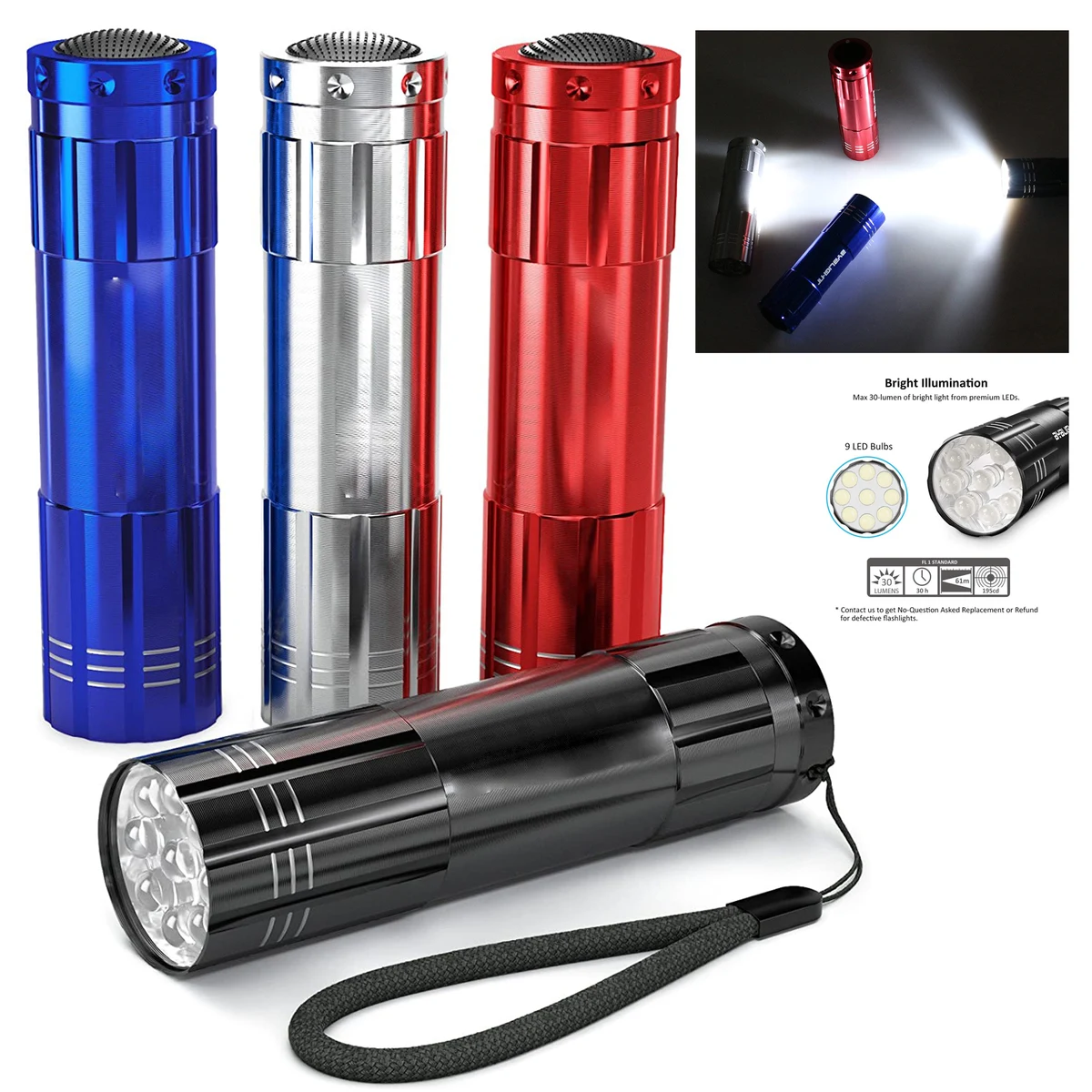 9 LED Mini Aluminum Flashlights 1