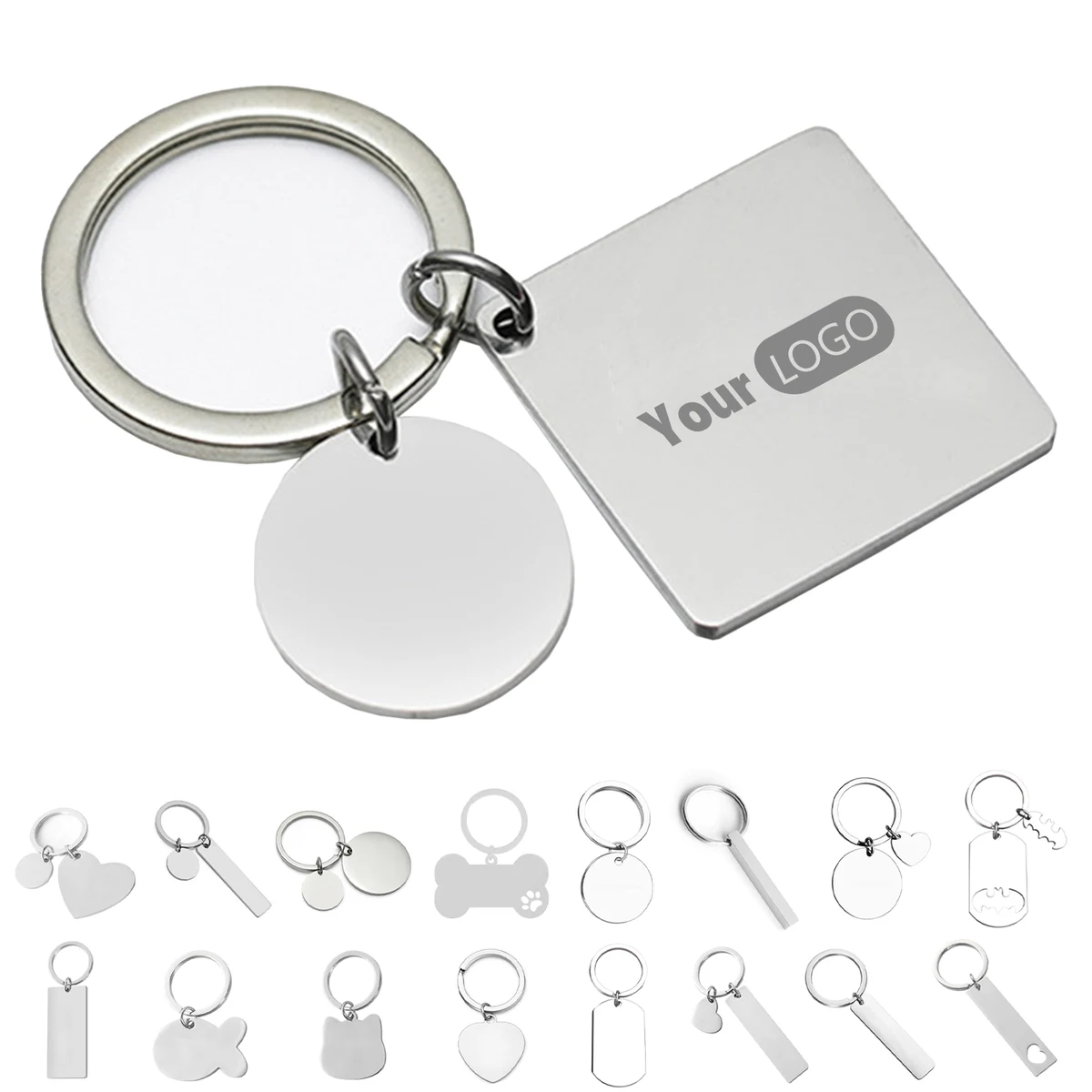 Stainless Steel Double-Sided Keychain 1