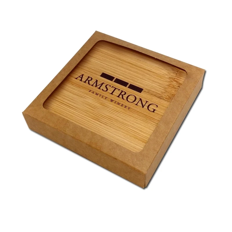 Ultra Vivid Bamboo Wood Coaster Set of 4 1