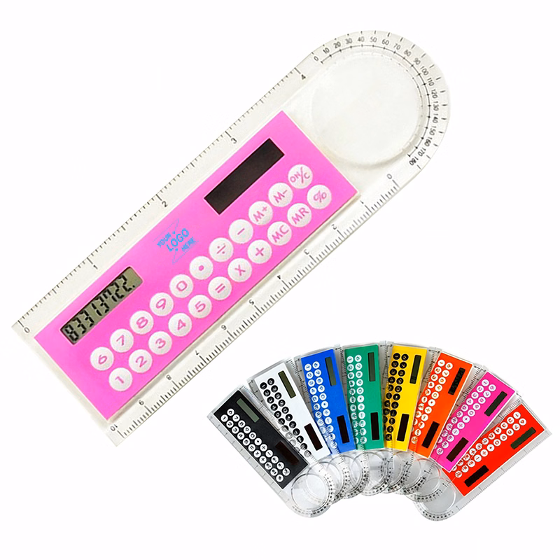 4" Plastic Ruler with Solar Calculator