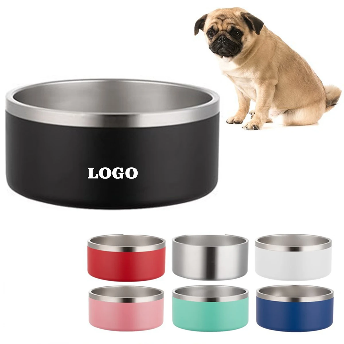 32 Oz Double Layer Stainless Steel Pet Bowl 1