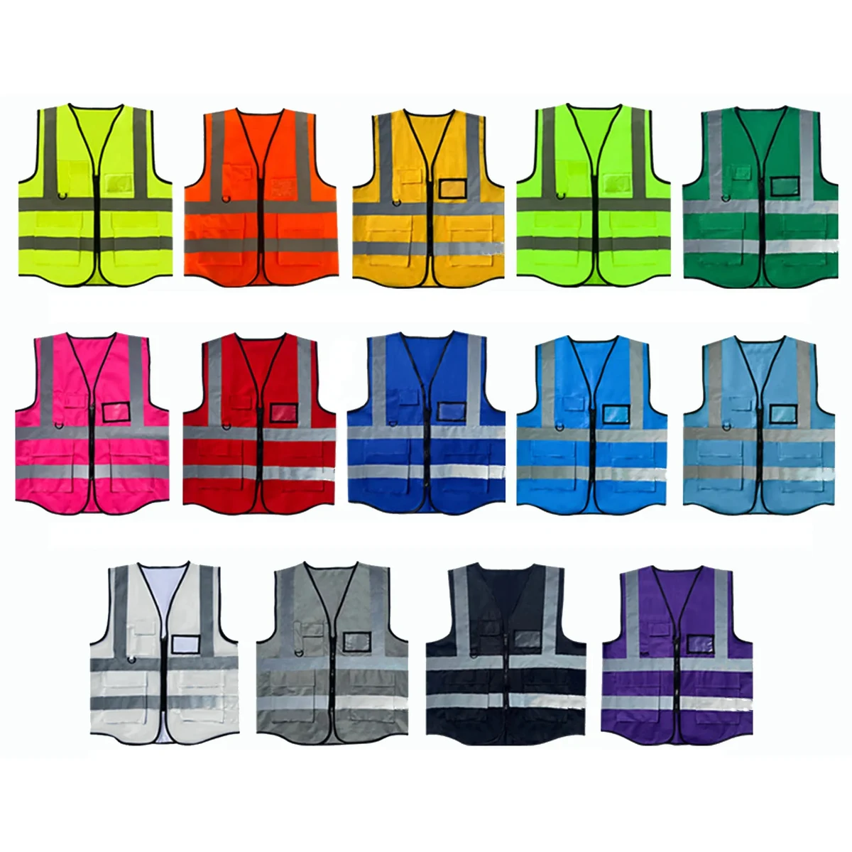 Reflective Safety Vest with Pockets and Zipper 1
