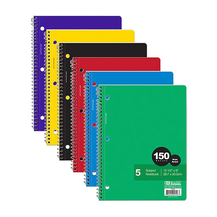 Spiral Notebooks - 150 Sheets Wide Ruled 5 Subject 6 Colors 1