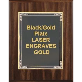 7" x 9" Classic Walnut Finish Plaque with a Black Marble Mist Plate