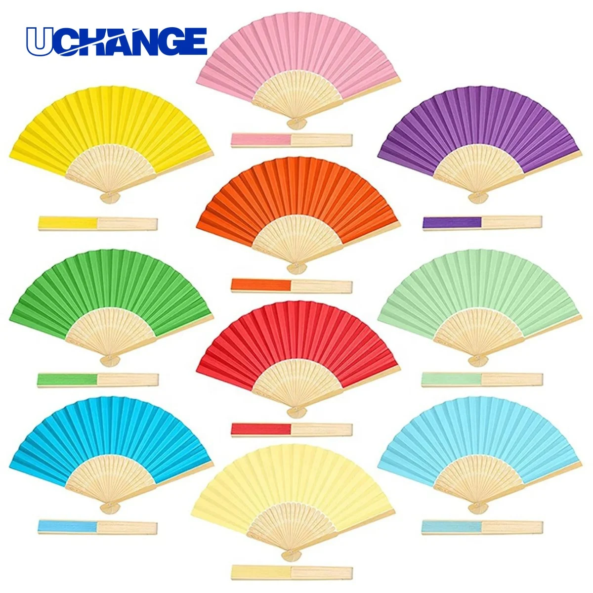 Bamboo Paper Folding Handheld Fan Tool 1