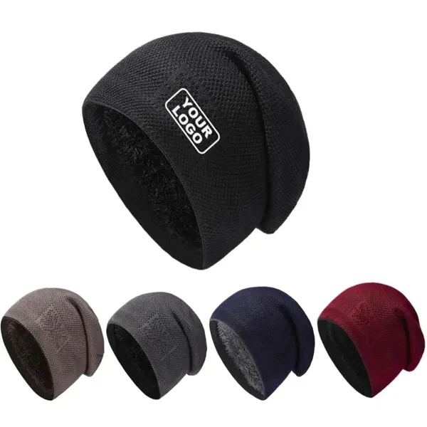 Custom Fleece-Lined Knit Hat with Heat Lock — Winter Outdoor Activity Promo 1