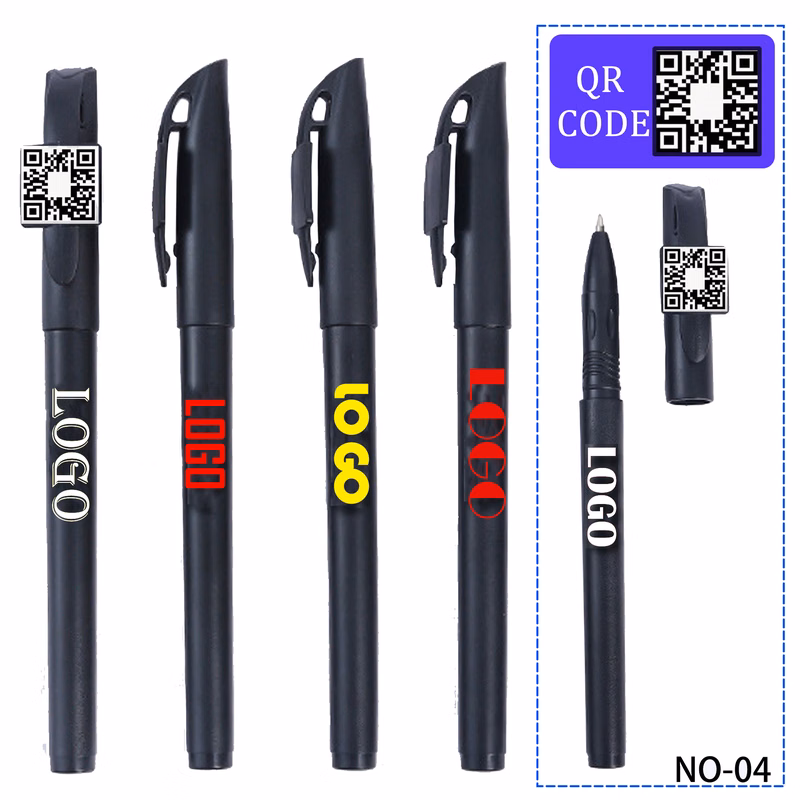 Gel pens that can print corporate logos and QR codes.