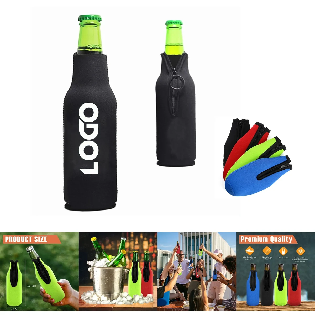 Beer Bottle Insulator Sleeve, custom koozie with logo imprint 1