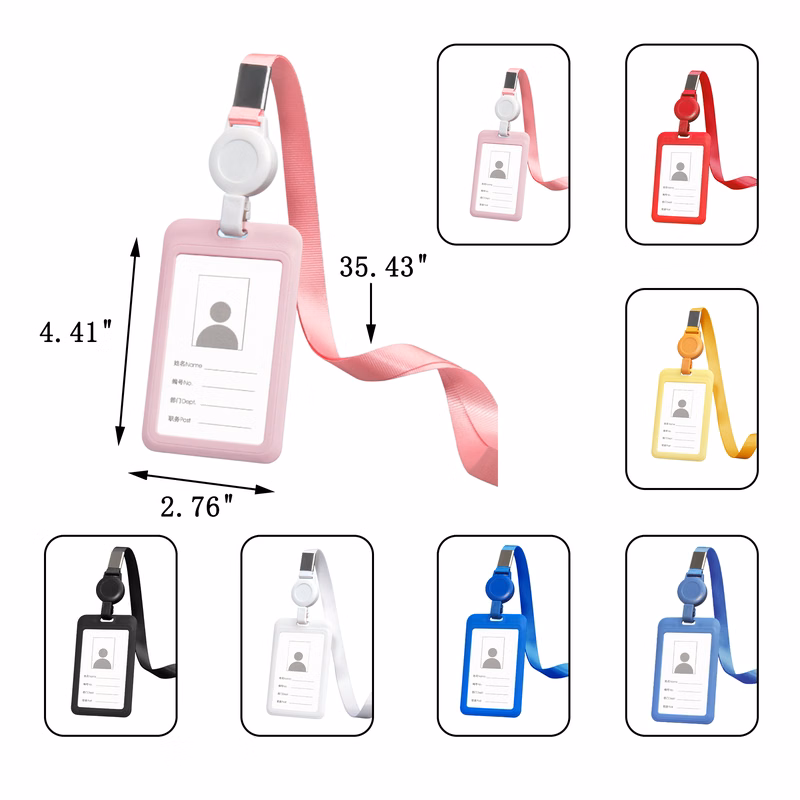 Plastic ID Card Cover with Retractable Lanyard