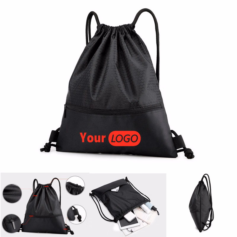 Classic Polyester Zipped Drawstring Backpacks