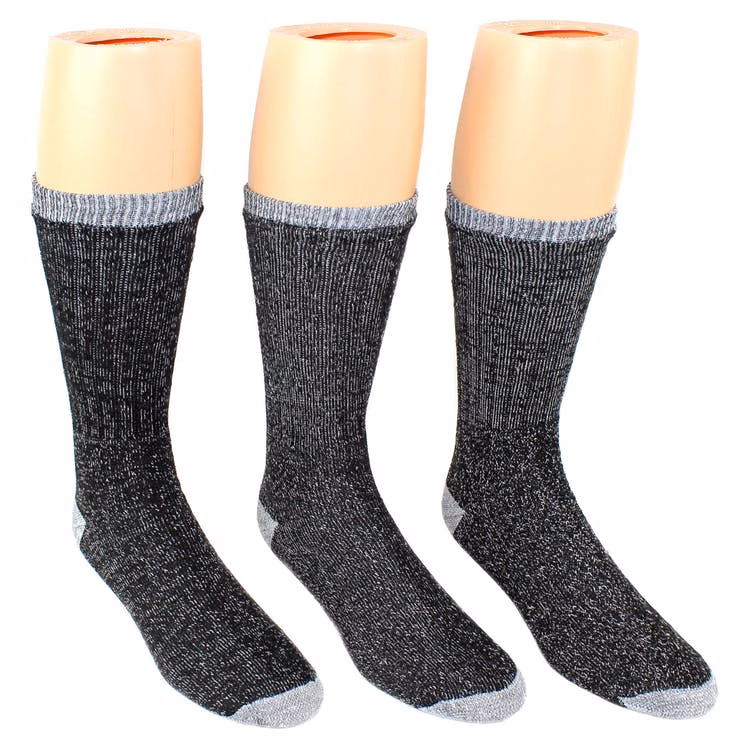 Men's Wool Blend Thermal Socks - 3-Pack Size 10-13 Charcoal/Gray