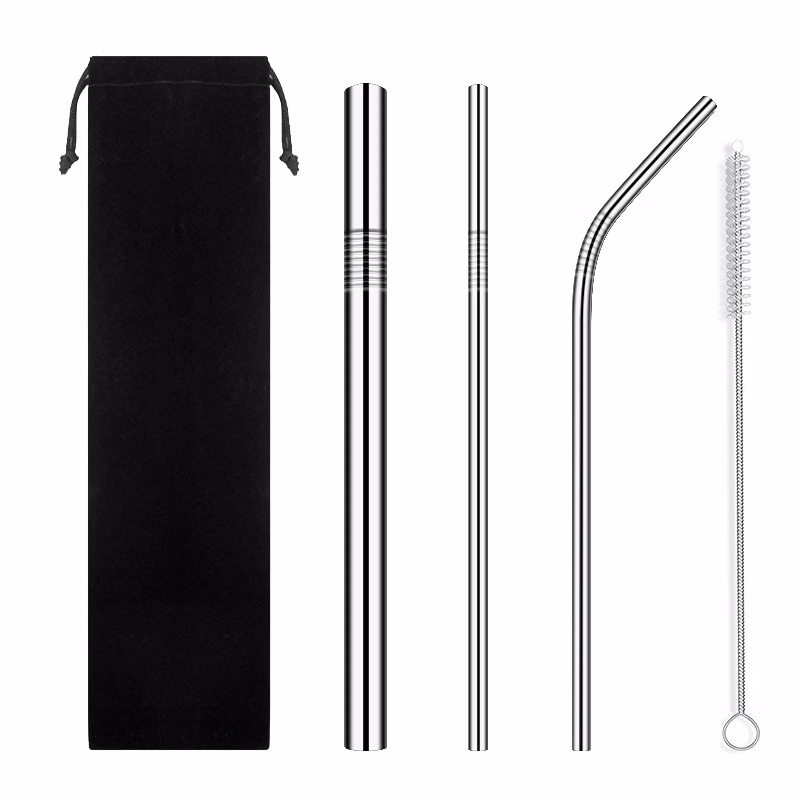 Embrace an environmentally conscious lifestyle with these reusable stainless steel straws.