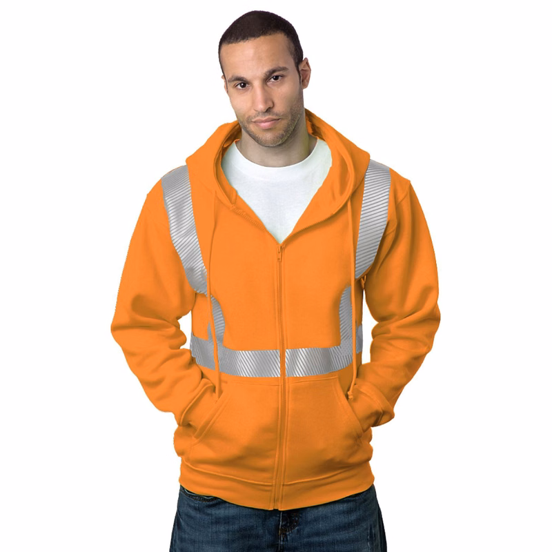 Class 2 USA-Made Pre-Shrunk Segmented Safety Full Zip Hoodie