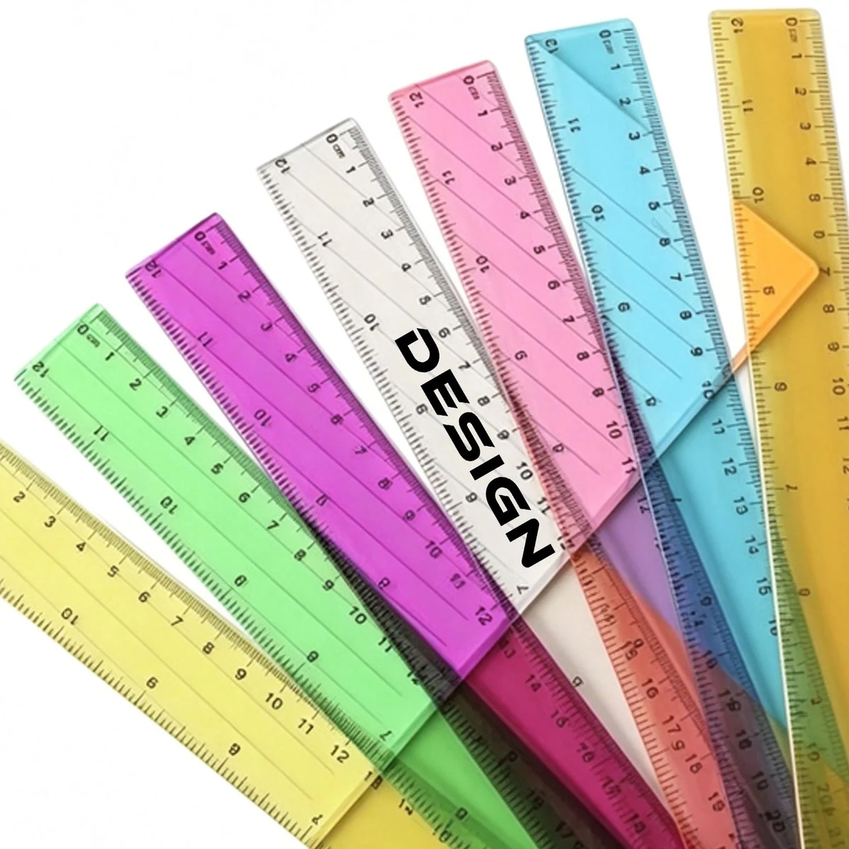 12 Inch Clear Multi?Hue Plastic Ruler 1