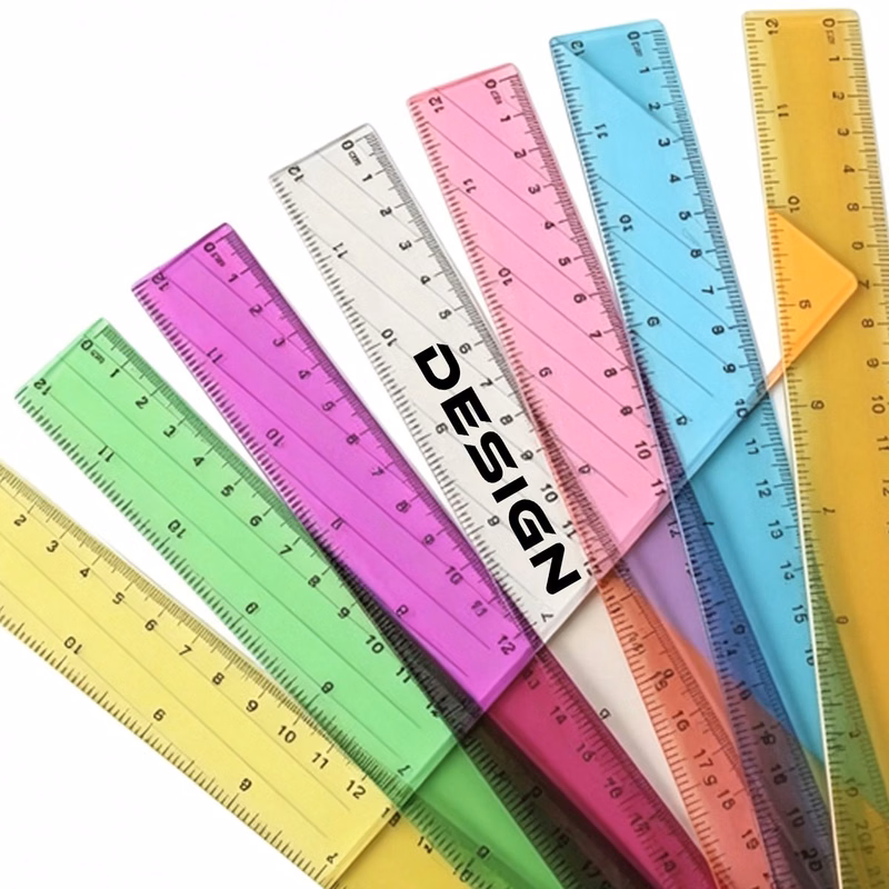 12 Inch Clear Multi?Hue Plastic Ruler