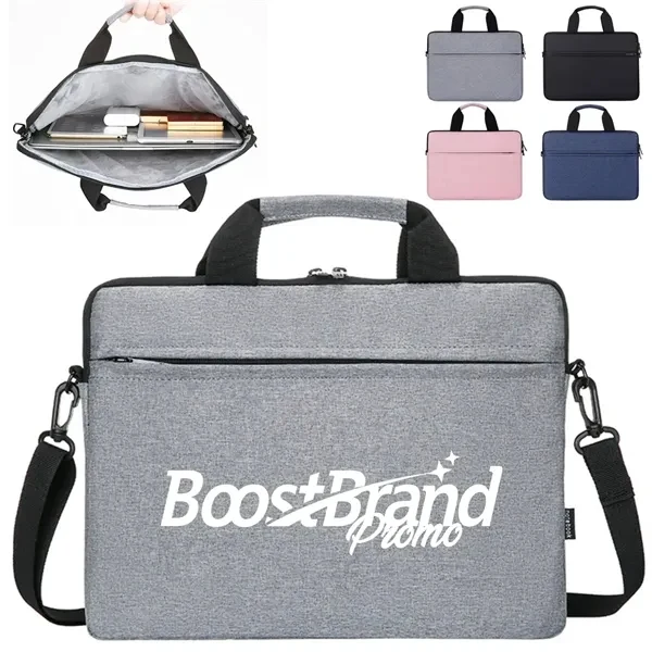 Custom 15 Inch Padded Laptop Briefcase with Detachable Shoulder Strap — Professional 1