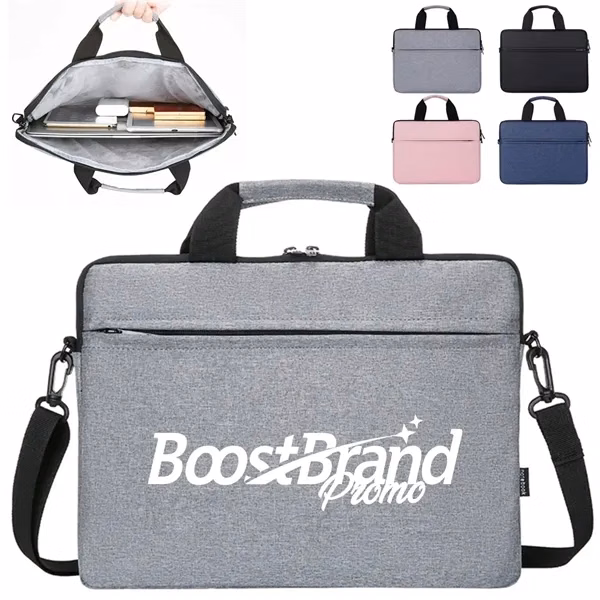 Custom 15 Inch Padded Laptop Briefcase with Detachable Shoulder Strap — Professional