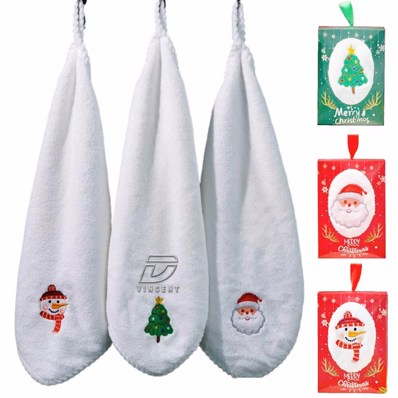 Festive Christmas Coral Fleece Hand Towel Gift Set