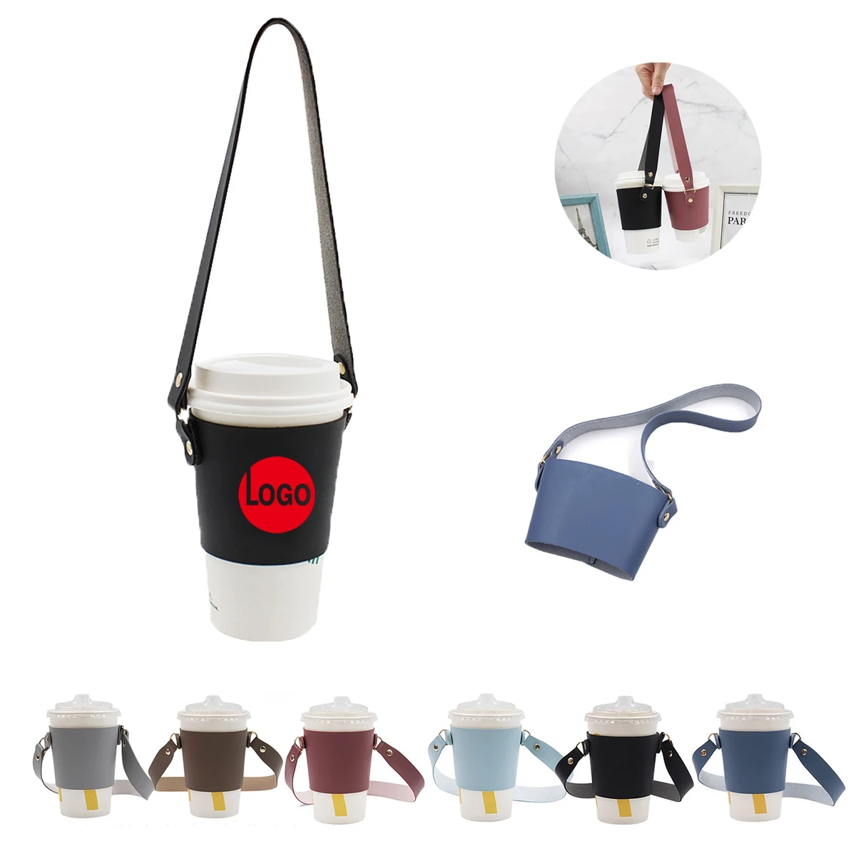 PU Leather Drink Holder With Handle Tie 1
