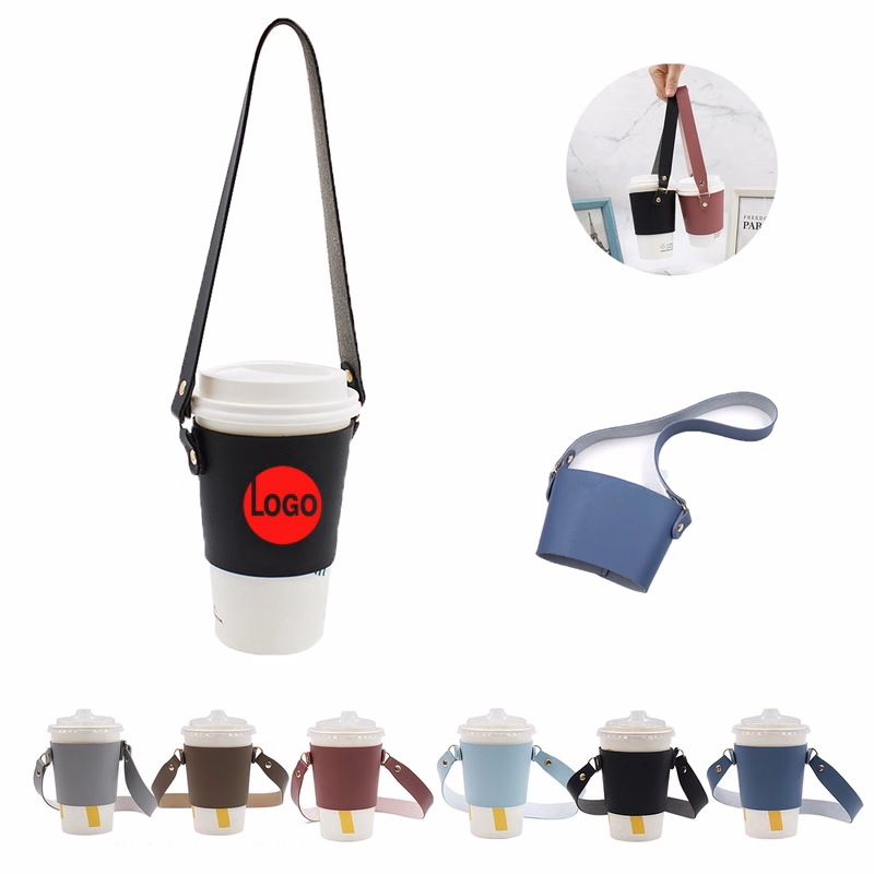 PU Leather Drink Holder With Handle Tie