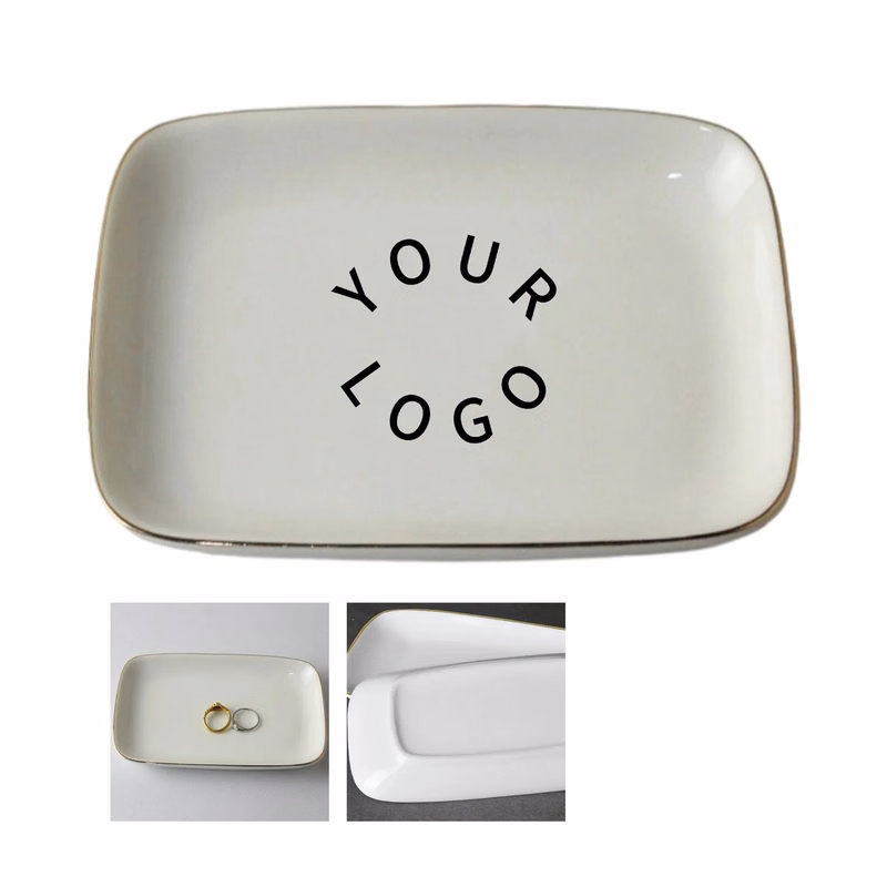 Small Glazed Ceramic Tray for Accessories