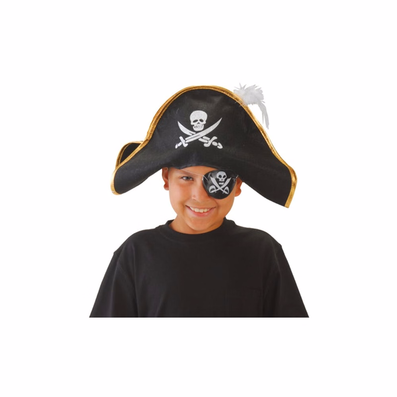 Feather Pirate Hat - Black