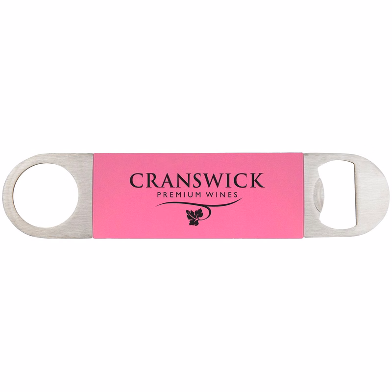 1 1/2" x 7" Pink/Black Bottle Opener with Silicone Grip