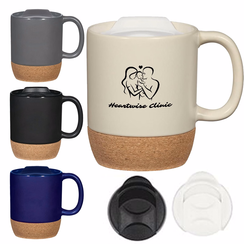14 oz. Ceramic Mug with Cork Bottom