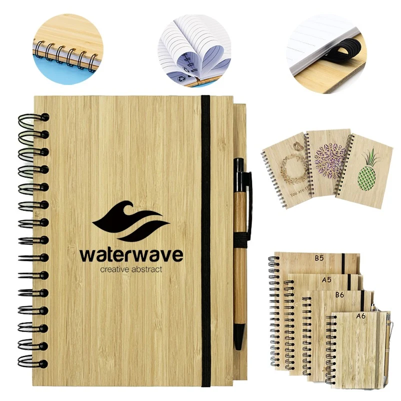 Eco-Friendly A5 Spiral Bamboo Notebook With Pen 1