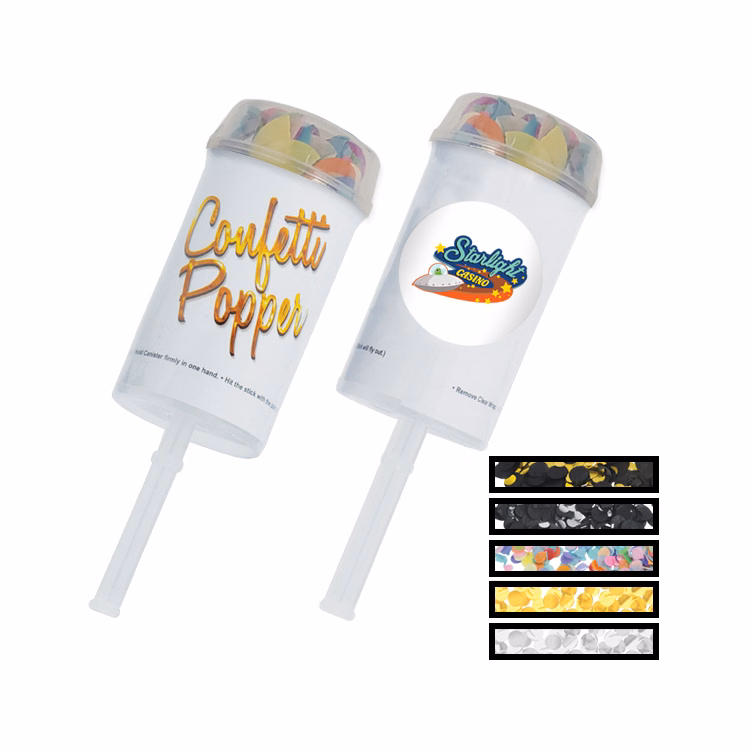 Push Up Gold Confetti Popper w/A Custom Printed Decal