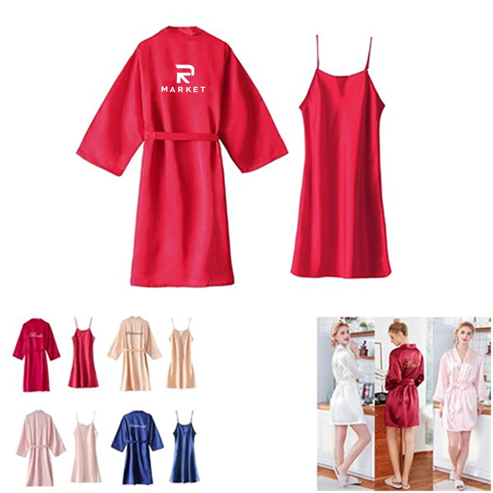 Bride Bridesmaid Short Satin Robes for Wedding Party 1
